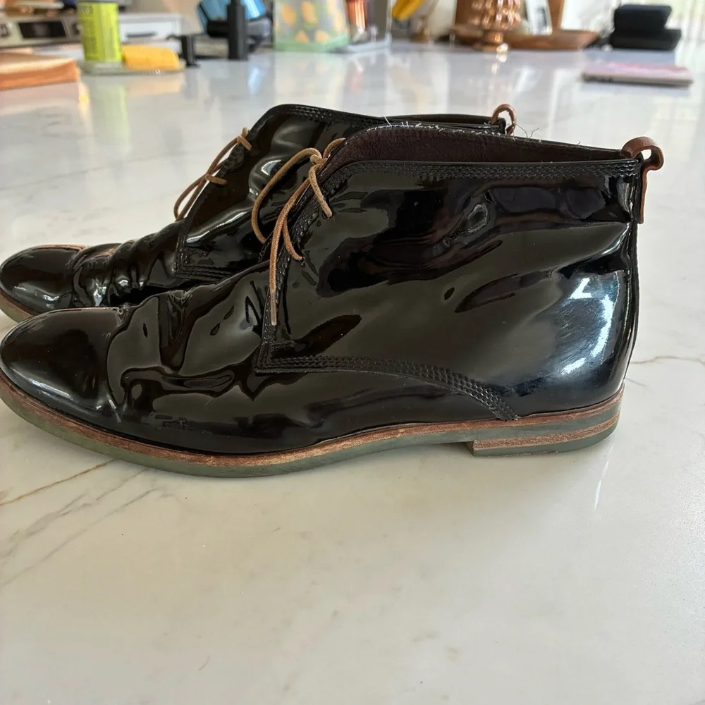 AGL Attilio Giusti Leombruni Black Patent Leather Lace Up Oxford Loafer Shoes - Picture 6 of 15